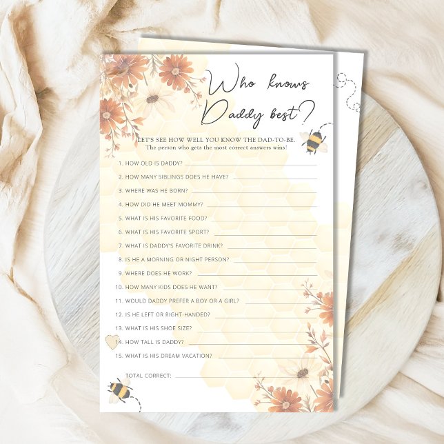 Papier Honey Fleur sauvage Baby shower Qui Connaît Daddy  (Créateur téléchargé)