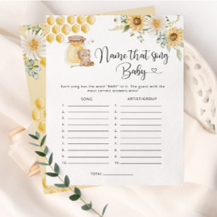 Papier Honey ours nom de la chanson jeu de baby shower