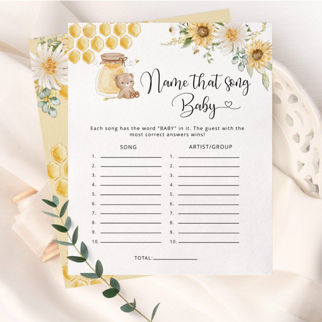 Papier Honey ours nom de la chanson jeu de baby shower (Créateur téléchargé)