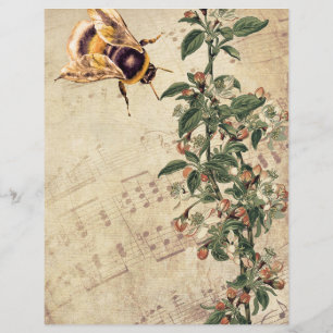 Papier Honeybee et Apple Blossom avec Arrière - plan de m