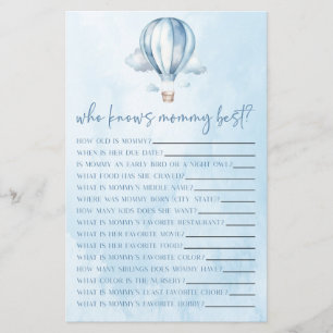 Papier Hot Air Balloon Qui Connaît Mommy Baby shower Jeu