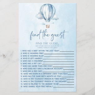 Papier Hot Air Balloon Trouvez Le Jeu Du Baby shower Invi
