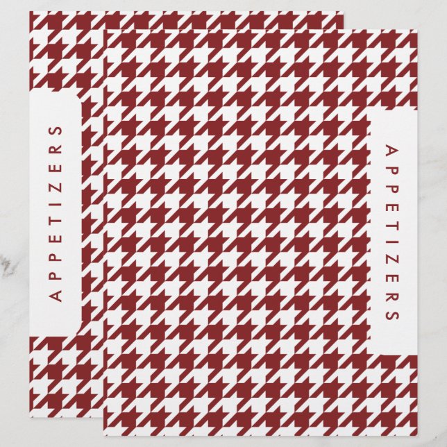 Papier Houndstooth séparateur de recette / Apéritifs / Pe (Devant / Derrière)