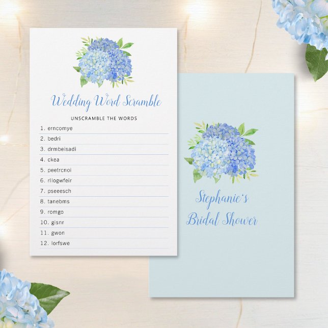 Papier Hydrangea Blue Floral Fête des mariées Mot Jeu (Créateur téléchargé)