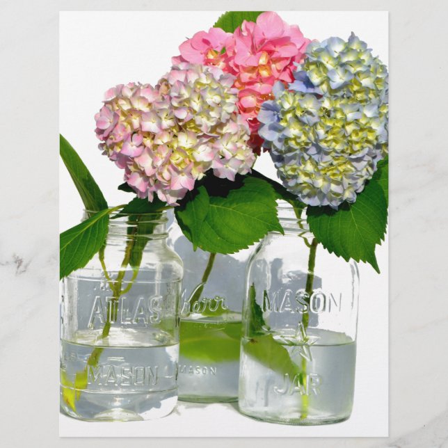 Papier Hydrangeas et jarre de Mason (Devant)