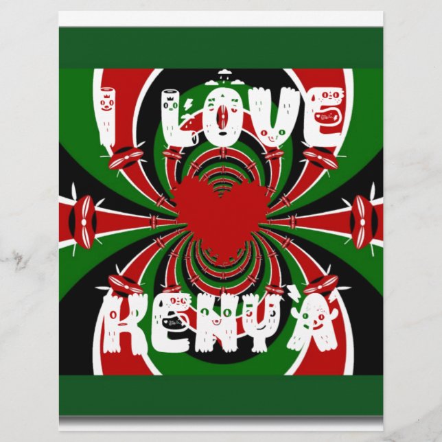 Papier I Love Kenya : Belle belle couleur de drapeau nati (Devant)