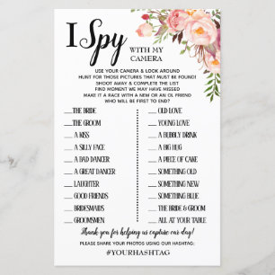 Papier I Spy mariage réception jeu anglais espagnol