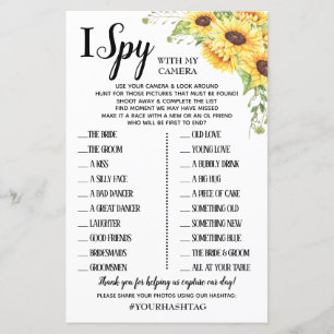 Papier I Spy mariage réception jeu anglais espagnol