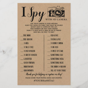 Papier I Spy mariage réception jeu anglais espagnol jeu