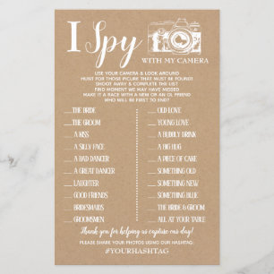 Papier I Spy mariage réception jeu anglais espagnol jeu