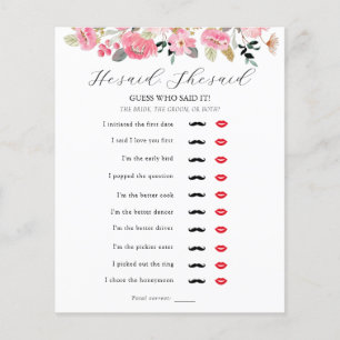 Papier Il A Dit, Elle A Dit Jeu De Douche Thé Nuptiale