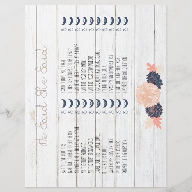 Papier Il A Dit Qu'Elle A Dit Blush Navy Fête des mariées (Devant)