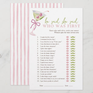Papier Il a dit qu'elle a dit Chic Martini Jeu de mariage