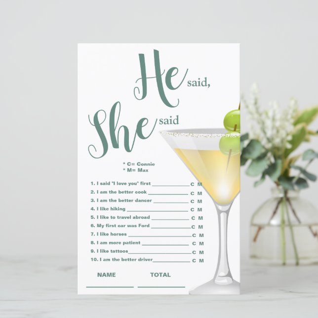 Papier Il a dit qu'elle a dit Élégant jeu nuptial (Debout devant)