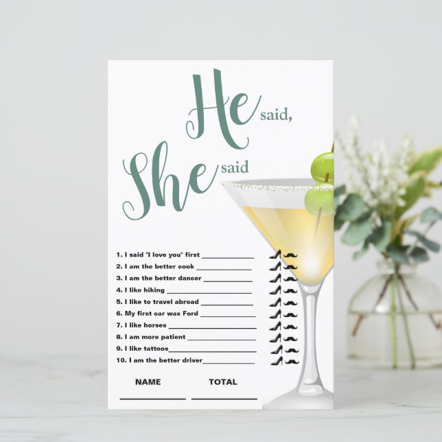 Papier Il a dit qu'elle a dit Élégant jeu nuptial (Debout devant)