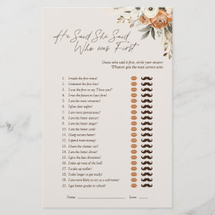 Papier Il a dit qu'elle a dit Espresso Floral Jeu de mari