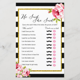 Papier Il A Dit Qu'Elle A Dit - Fête des mariées Game