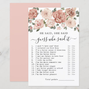 Papier Il A Dit Qu'Elle A Dit Fête des mariées Game