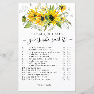 Papier Il A Dit Qu'Elle A Dit Fête des mariées Game