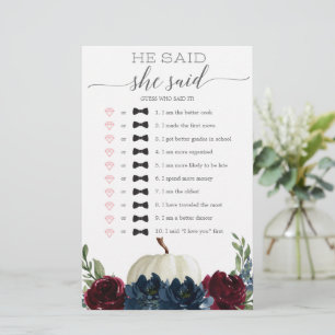 Papier Il A Dit Qu'Elle A Dit Fête des mariées Game