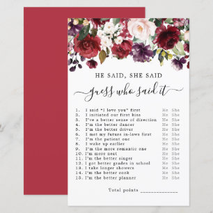 Papier Il A Dit Qu'Elle A Dit Fête des mariées Game