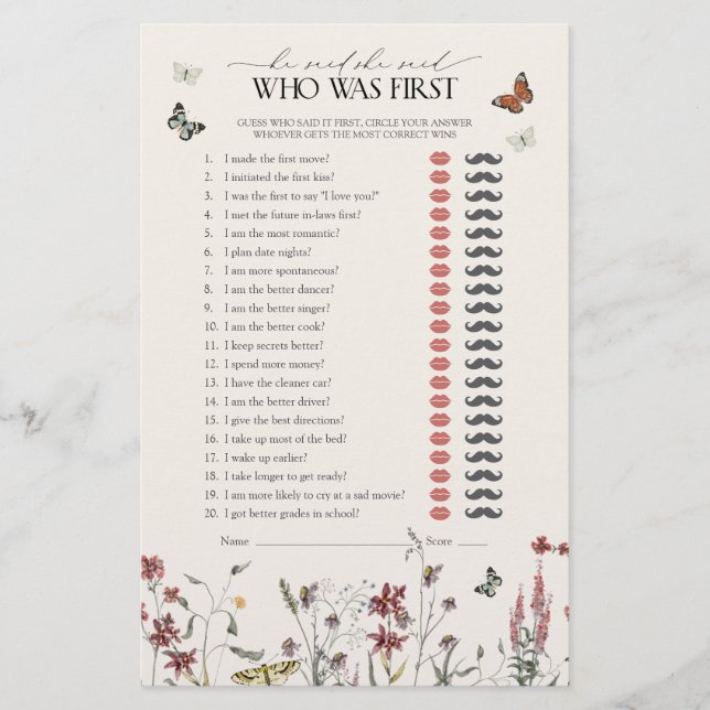 Papier Il A Dit Qu'Elle A Dit Fleur sauvage Butterfly Dou (Devant)