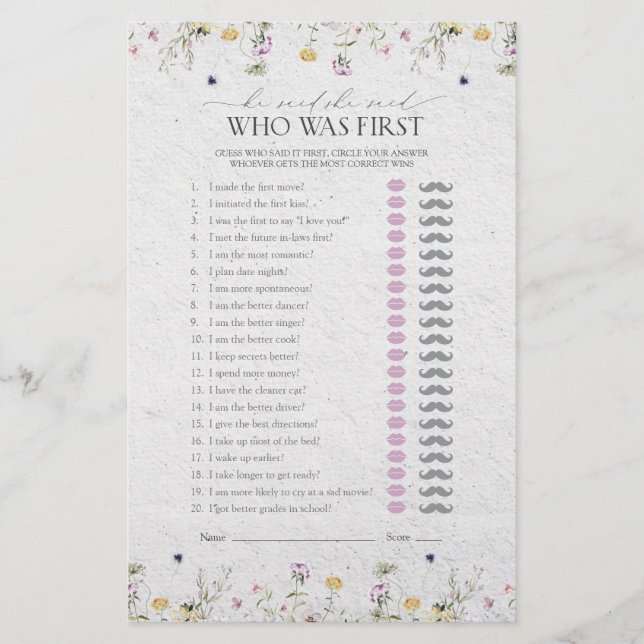 Papier Il A Dit Qu'Elle A Dit Fleurs sauvages D'Été Jeu D (Devant)