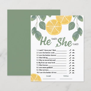 Papier Il a dit qu'elle a dit Lemon Fête des mariées Game