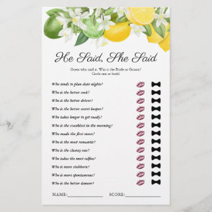 Papier Il A Dit Qu'Elle A Dit Lemon Green Fête des mariée