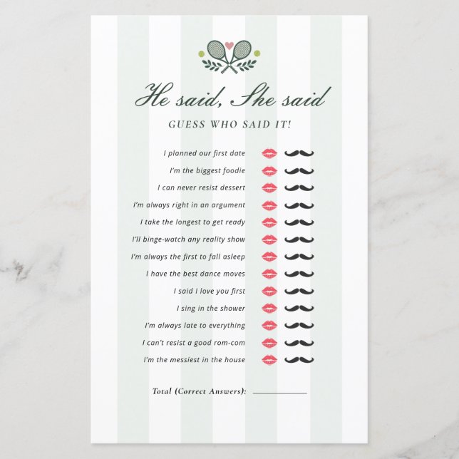 Papier Il A Dit Qu'Elle A Dit Parfait Match Fête des mari (Devant)