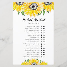 Papier Il A Dit Qu'Elle A Dit Sunflower Fête des mariées 