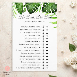 Papier Il A Dit Qu'Elle A Dit Tropical Fête des mariées G