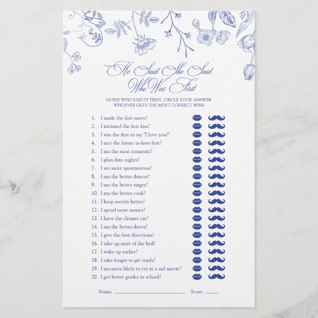 Papier Il A Dit Qu'Elle A Dit Victorian Floral Showgame (Devant)