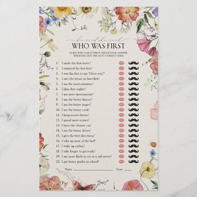 Papier Il A Dit Qu'Elle Avait Pressé Floral Fête des mari (Devant)