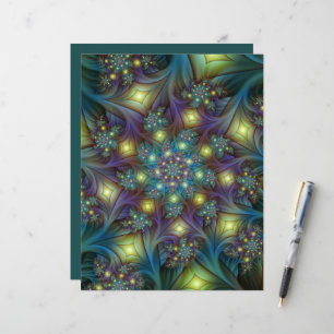 Papier Illuminé Abstrait brillant Turquoise violet Fracta