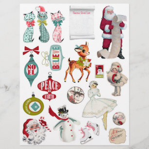 Papier Illustrations de Noël du Milieu du siècle 1950