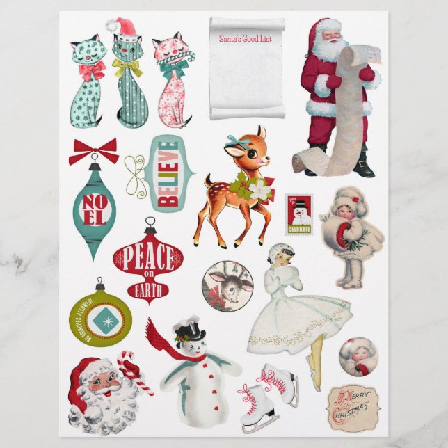 Papier Illustrations de Noël du Milieu du siècle 1950 (Devant)