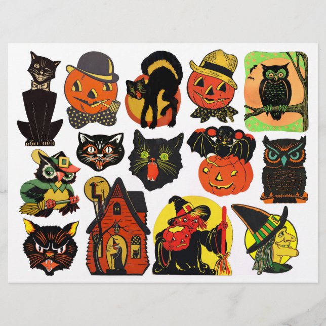 Papier Illustrations d'Halloween Vintages (pas AI) (Devant)