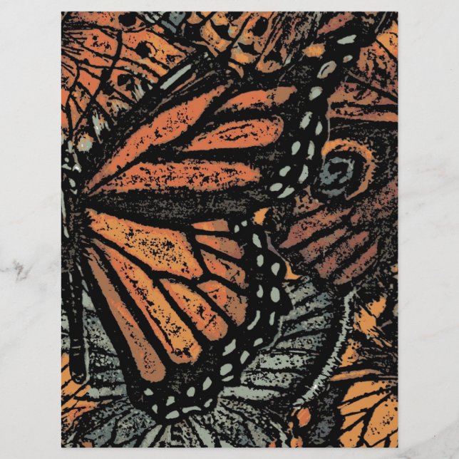 Papier Imaginaire papillon orange art abstrait (Devant)