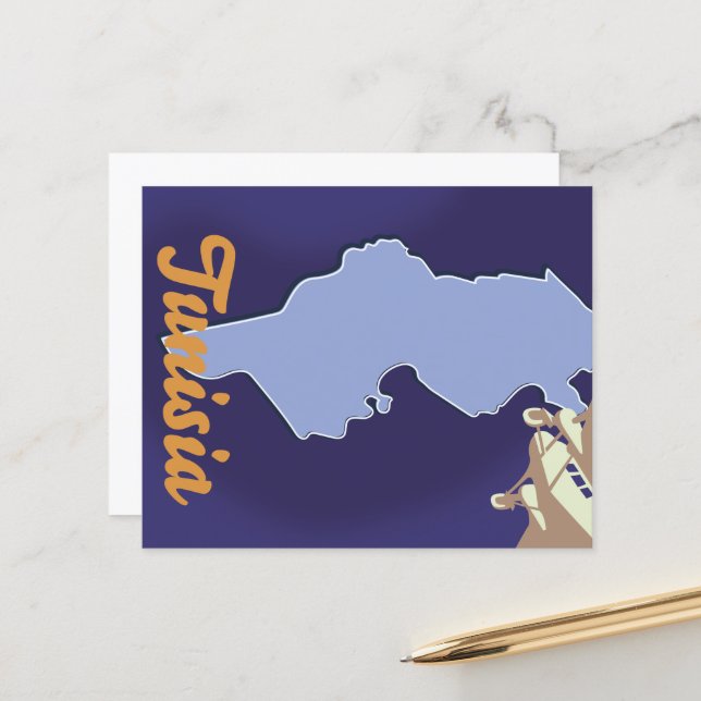 Papier imprimé voyage vintage tunisien (Devant/Arrière en situation)