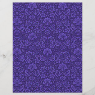 Papier Indigo damassé fleuri de paisley victorien antique