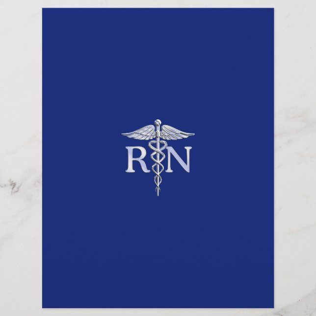 Papier Infirmière inscrite RN Silver Caduceus Navy Blue d (Devant)
