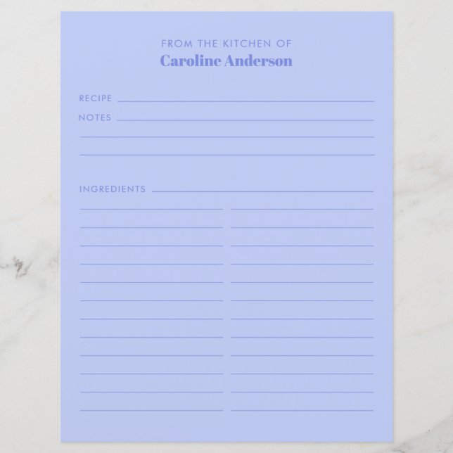 Papier Insérer une recette violette mignonne de la cuisin (Devant)