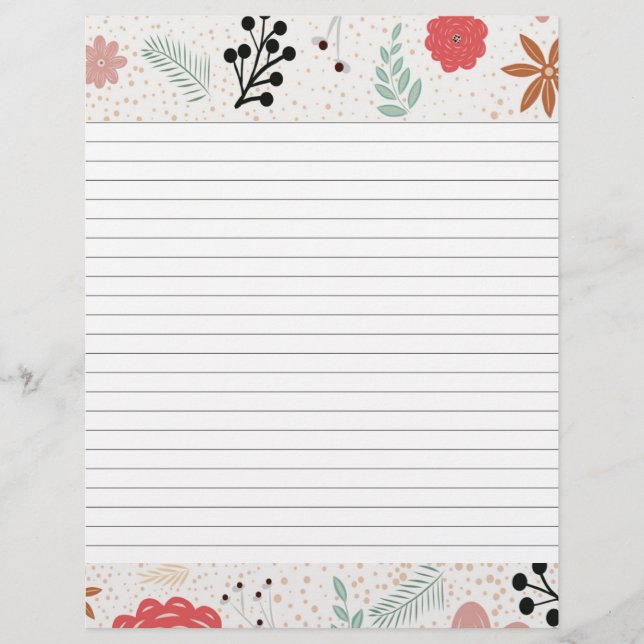 Papier Insertion de recette à bordure de fleur moderne (Devant)