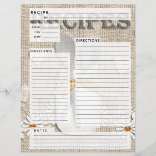 Papier Insertion de recette de lin rustique pour Fêtes de