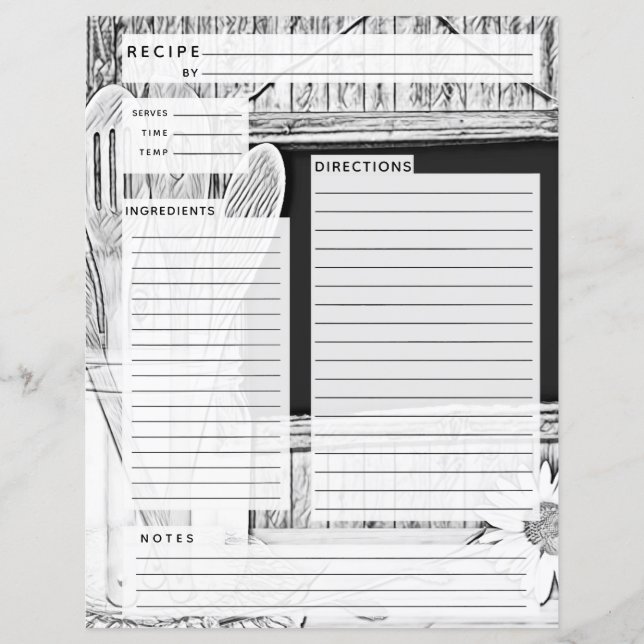 Papier Insertion de recette de livre de cuisine (Devant)