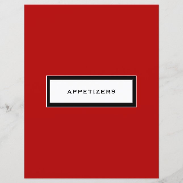 Papier Insertion de recette | Entrées | Noir rouge et bla (Devant)
