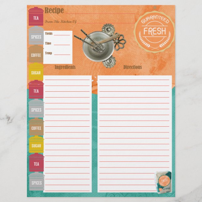 Papier Insertion de recette fraîche garantie (Devant)