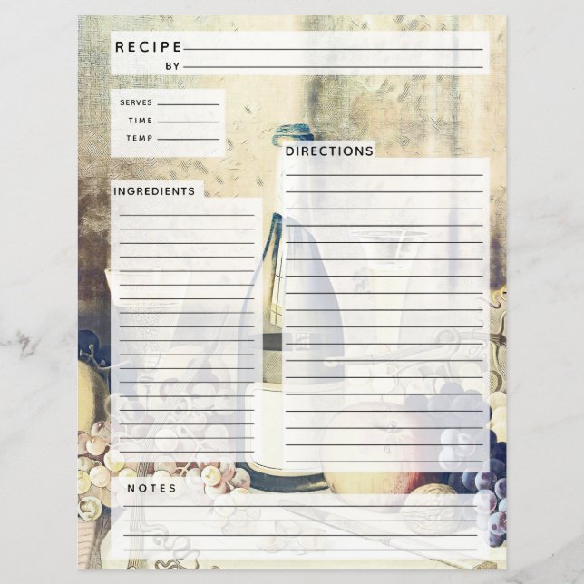 Papier Insertion de recette italienne Rustlic (Devant)