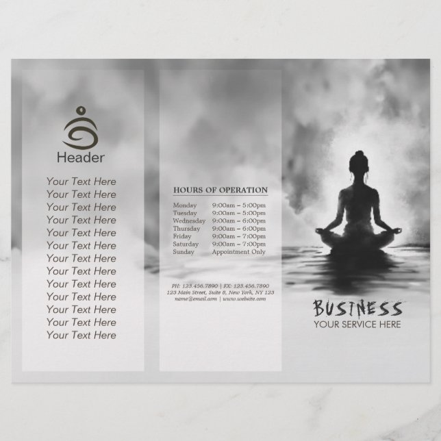 Papier Instructeur de méditation Yoga Noir Blanc EncrePei (Devant)